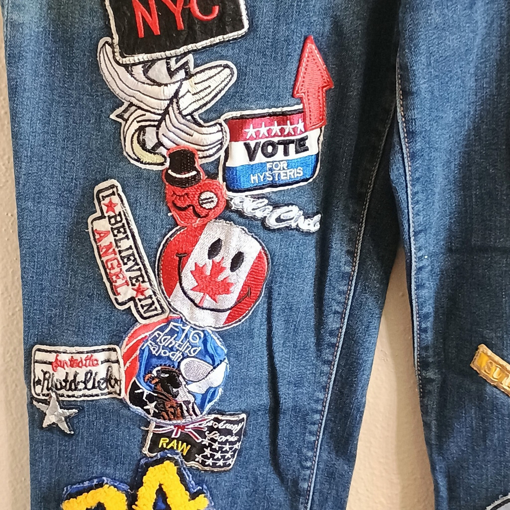 Vintage SP Black Label Size 30 Womens Skinny Denim Jeans W/ Patches - Picture 10 of 12